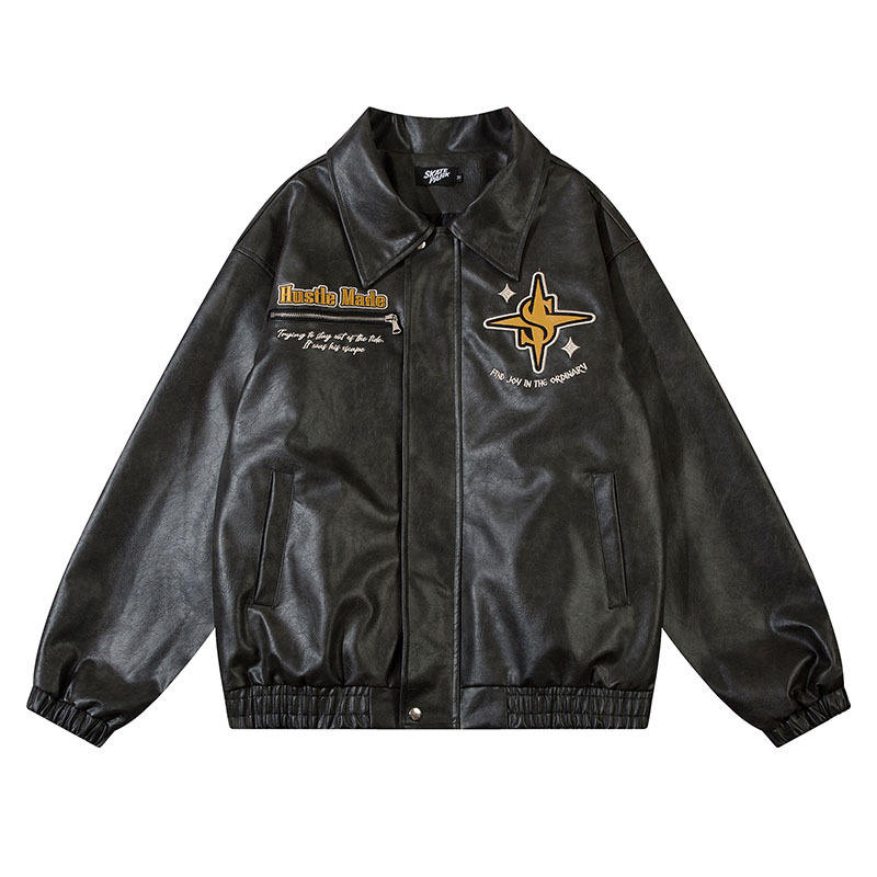 Breathable Retro Faux Leather Racing Jacket For Men & Women - Oem