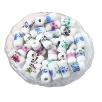 En gros Bleu Blanc Céramique Décalcomanie Tube Perles Lâche Porcelaine Grand Trou Tube Entretoise Perles pour DIY Bijoux Résultats