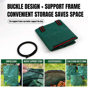 72 Gallon Large Capacity Yard <b>Waste</b> Garbage Bags Reusable Collapsible Green Leaf <b>Sacks</b> <b>Garden</b> <b>Waste</b> Bag - Product Image 2