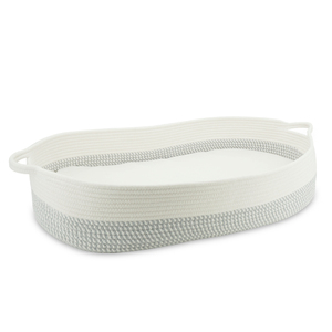Knitted Nursery Oval Changing Table Organizer Cotton Rope <strong>Moses</strong> Changing <strong>Basket</strong> with Pad - Product Image 1