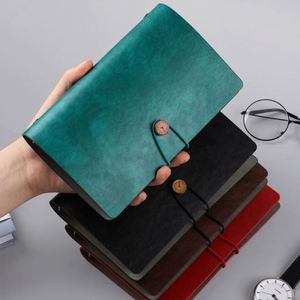 A6 Mini Style PU Leather Cover Portable Notepad <b>Journal</b> Loose-leaf Kraft Paper Gift Blank Notebook 80 Sheets Diary 5 Colors - Product Image 3