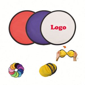 Custom Folding Flying Disk Printed Soft Pet Flying Disc Round Nylon Hand Folding Fan With Pouch Promotional Toys - Product Image 1