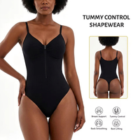 Body gainant amincissant pour femme, effet ventre plat, avec fermeture éclair, coupe string, col en V, pour sorties, Fajas
