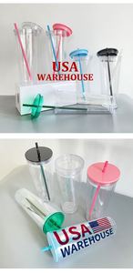 20pack Custom logo BPA Free Pre-drilling Plastic Acrylic Double Wall 24oz Snow Globe <b>Cup</b> <b>with</b> <b>Lids</b> and Straws for DIY Gift - Product Image 2