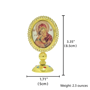 3.35 "जस्ता मिश्र धातु राइनस्टोन और सोने की प्लेटिंग वर्जिन मैरी संतों के साथ कार डैशबोर्ड के लिए बेस - Product Image 2