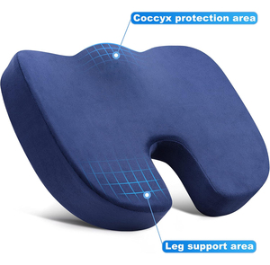 Coussin de siège en mousse à mémoire de forme pour soulager la douleur du coccyx, antidérapant, pour chaise de <span class=keywords><strong>bureau</strong></span>, voiture, ordinateur, chaise de <span class=keywords><strong>bureau</strong></span>, coccyx, bleu marine - Product Image 4