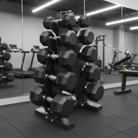 Ensemble d'haltères hexagonales en fonte et caoutchouc de haute qualité 150 lb pour salle de sport à domicile avec exercices de fitness complets et support de rangement – Équipement de gym