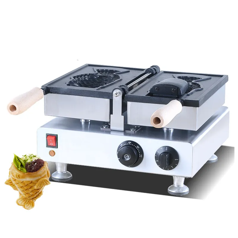 Taiyaki-máquina de conos de Waffle para pastel, máquina eléctrica antiadherente para hacer helados en forma de pescado, con boca abierta