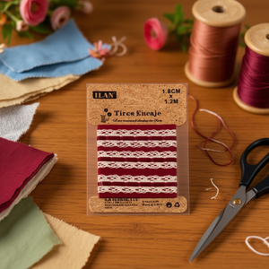 Nastro in pizzo Ilan 1,8 cm x 1,2 m colore bordeaux per decorazioni e artigianato - Product Image 2