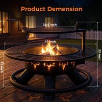 Brasero portable en fonte facilement assemblable, barbecue extérieur pour plus de 5 personnes, design contemporain multifonctionnel pour le camping et la randonnée
