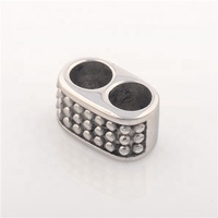 Perles coulissantes en acier inoxydable doré de 4 mm, double trou, pour bracelet en cuir