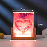 Lampe de nuit LED 3D en forme de U, cadre photo, base en bois, lumière LED, impression UV sur cristal, lampe de nuit pour chambre à coucher, salon
