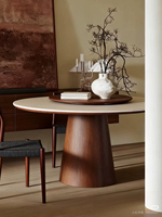 Table à manger ronde en dalle de pierre - Meuble de salle à manger moderne, minimaliste, écologique et durable pour petits espaces, hôtels, appartements