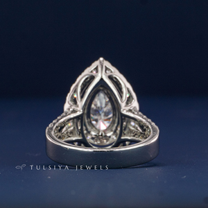 Premium Fancy Yellow Stone <b>Ring</b> for Women 14K White Gold Wide Shank with Diamond Accents Luxury Bridal Engagement Jewelry - Product Image 4