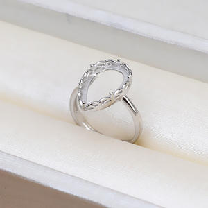 S925 Silver Droplet Shape Hollow Ring Holder 9.5x16mm For <b>Jade</b> Pearl Horse Shell <b>Jewelry</b> Findings Component - Product Image 3
