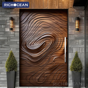 Porte d'entrée extérieure en aluminium insonorisée RICHOCEAN pour villa de luxe, sculptée en 3D, <span class=keywords><strong>antivol</strong></span>, en vente - Product Image 6