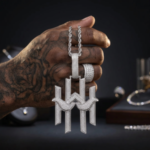 Pendentif lettre en argent sterling 925 avec moissanite, breloque glacée, plaqué rhodium, collier hip-hop, bijoux personnalisés - Product Image 3
