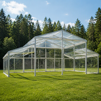 Tente transparente pour 500 personnes, structure noire simple, atrium, grande tente de mariage, toutes saisons, imperméable, pour usage extérieur