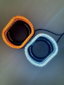 Couvre-phare LED de forme carrée avec design intégré Angel Eyes 5D, clignotant bicolore blanc jaune, 2,5/3 pouces - Product Image 1