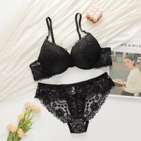 Ensemble de lingerie féminine sexy et tendance, fermeture au dos, dentelle florale, deux pièces, soutien-gorge et culotte