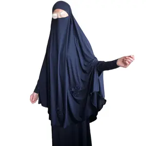 이슬람 맥시 드레스 프랑스 블루 jilbab 이슬람 의류 lase 네이비 블루 kaftan 긴 소매 드레스 이슬람 의류