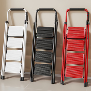 Folding Ladder 4 <b>Steps</b> Thickened Steel Pipe Indoor A Frame Telescopic <b>Step</b> <b>Stool</b> Household Use - Product Image 1