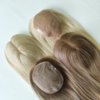Topper Rambut Manusia Silk Top 100% Rambut Manusia Virgin dengan Basis Sutra, Kulit Kepala Realistis untuk Wanita, Rambut Rontok & Grosir Salon