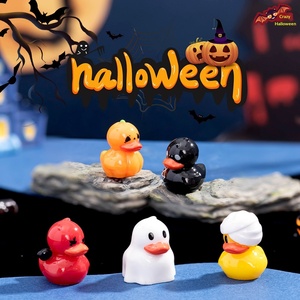 Figurines de canard en résine d'Halloween, décorations miniatures de canard démoniaque citrouille, ornements pour micro-paysages, décorations pour maisons de poupées, décorations de fête - Product Image 2