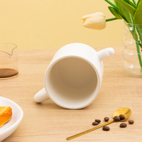 Mug en porcelaine avec poignée en forme de dessin animé mignon, motif visage souriant personnalisé, tasse à café en céramique