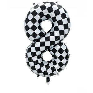 Palloncini per Feste di Compleanno 18 Pollici Piatti Rotondi Bianco e Nero a Scacchi Globos Palloncini in Mylar a Scacchiera - Product Image 6