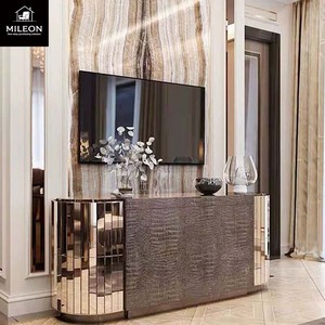 <span class=keywords><strong>Credenza</strong></span> di Lusso a Specchio, Mobile <span class=keywords><strong>Moderno</strong></span> di <span class=keywords><strong>Design</strong></span> con Pannello in Legno Texturizzato per Arredamento Villa - Product Image 2