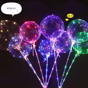 Ballon coloré à LED Bobo, 20 pouces, transparent, pour décoration de noël, de fête, mariage