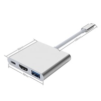 Adaptateur Hub Type-C 3-en-1, Convertisseur USB-C vers Compatible HDTV, Adaptateur USB-C vers USB 3.0, Hub Dock
