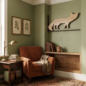 Una placa de pared de madera maciza con la forma de una silueta de zorro, la elección perfecta para una decoración inspirada en la naturaleza que combina encanto rústico. - Product Image 4