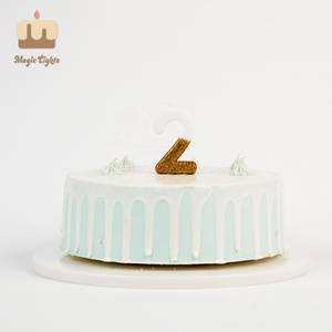 Bougie d'anniversaire en forme de chiffre, <span class=keywords><strong>blanche</strong></span> et dorée, avec paillettes, pour les fêtes d'anniversaire des enfants, Pâques, Nouvel An, Ramadan et décoration de la maison - Product Image 4