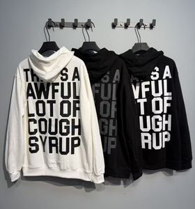 Venta al por mayor: Sudaderas con capucha casuales holgadas de la marca Alphabet High Street, 100% algodón de alta calidad, con estampado 'THAT'S A AWFUL LOT OF COUPH SYRUP', para hombre. - Product Image 2