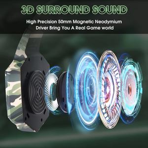 <span class=keywords><strong>ONIKUMA</strong></span> <span class=keywords><strong>K8</strong></span> Over Ear Camuflaje Auriculares estéreo con cable para juegos con micrófono Luces LED Auriculares de música de alta fidelidad - Product Image 5