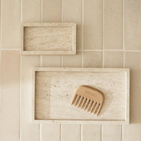 Ensemble de boîte à bijoux et de porte-savon en résine écologique effet travertin élégant, six pièces, pour la décoration de la salle de bain et de la maison