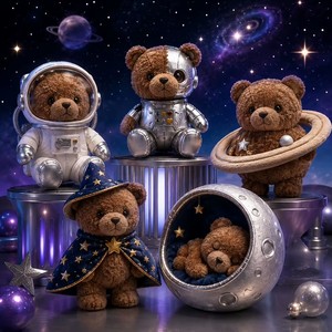 Orsacchiotto Spaziale Personalizzato, Peluche Astronauta, Robot, Mago, Nido Lunare, Orso Cosmico Imbottito OEM - Product Image 1