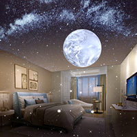 Nouvelle lampe projecteur LED HD moderne Lune Terre Planètes avec projection d'étoiles et de nuages, télécommande et haut-parleur pour salon