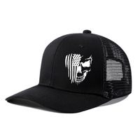 Casquette de camionneur pour homme à impression numérique personnalisée, 6 panneaux, en coton et maille, réglable, respirante, pour Halloween, fête, sport en plein air