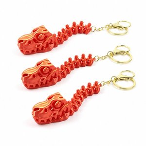 Porte-clés T-Rex articulé en forme d'os de dinosaure avec anneau de fixation en métal pour garçons, tirette de fermeture éclair pour sac à dos - Product Image 1
