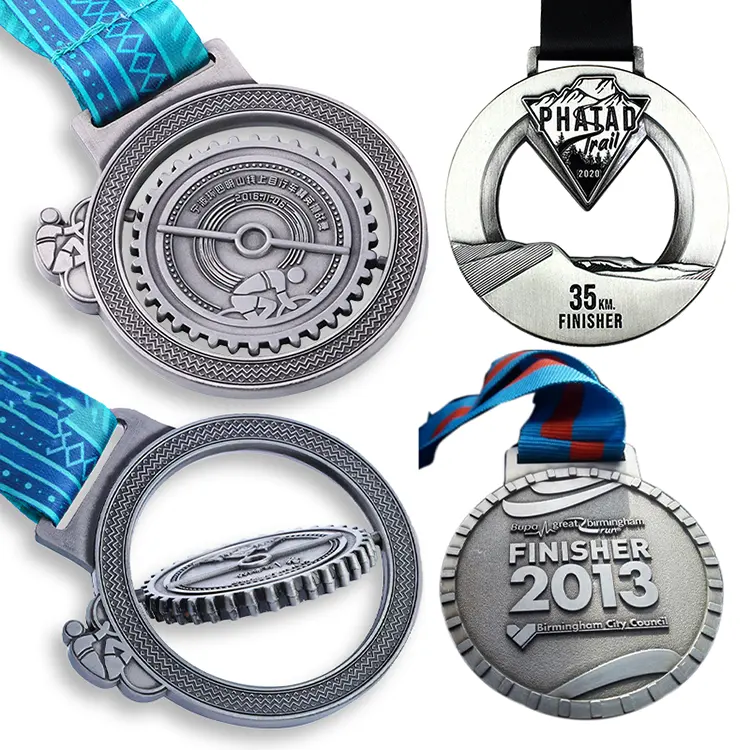 Medaglia a buon mercato personalizzato in bianco placcato oro Souvenir maratona di calcio argento bronzo calcio in metallo sport premio medaglie e trofeo