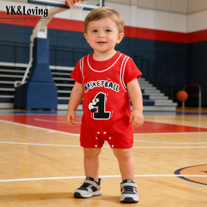 Combinaison unisexe 2026 pour bébé, barboteuse d'été, uniforme de sport de basketball pour enfants, séchage rapide, imprimée - Product Image 1