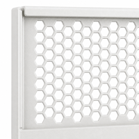 Panneau perforé en tôle d'acier, maille hexagonale, panneau de ventilation, cadre solide, fentes de montage ovales, revêtement en poudre, procédé de poinçonnage