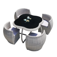 Ensemble de Table et Chaises d'Extérieur en Rotin Tressé Joye Leisure, Gain de Place, pour Patio, Jardin et Restaurant