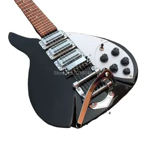 Ricken Backer 325 guitarra eléctrica 3 piezas de pick-up fotos reales envío gratis guitarra negra protección blanca Pla envío gratis