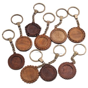 Wood Cabochon <strong>Keychain</strong> Blanks with <strong>Spring</strong> Clasp Key Ring DIY Bezel Settings for Jewelry Making Inner Dia25mm and 30mm - Product Image 6