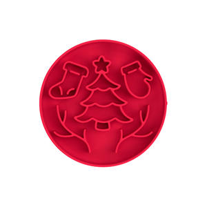 Bol anti-étouffement pour chien à alimentation lente de Noël, en silicone rond avec ventouse, tapis à lécher, motif solide, écologique, étanche IPX5 - Product Image 6