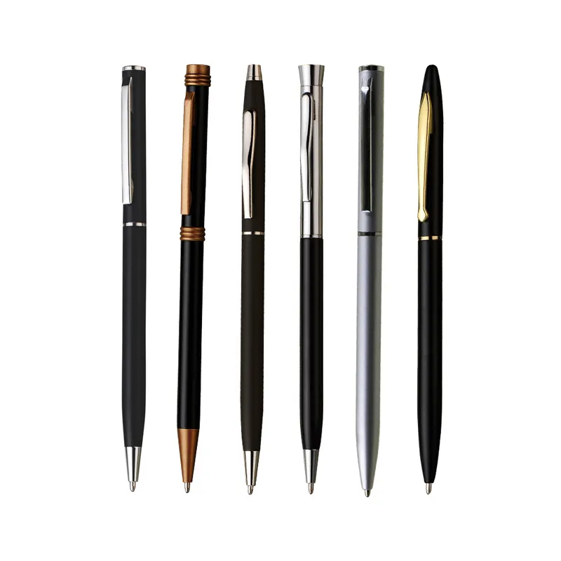 High Quality Slim Thin Cross Style Pen Custom Logo Company Hotel Promotional Twist Metal Ball Pen